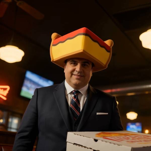 Chicago-Pizzahead similar to the Cheesehead and Cheese Grater Hat